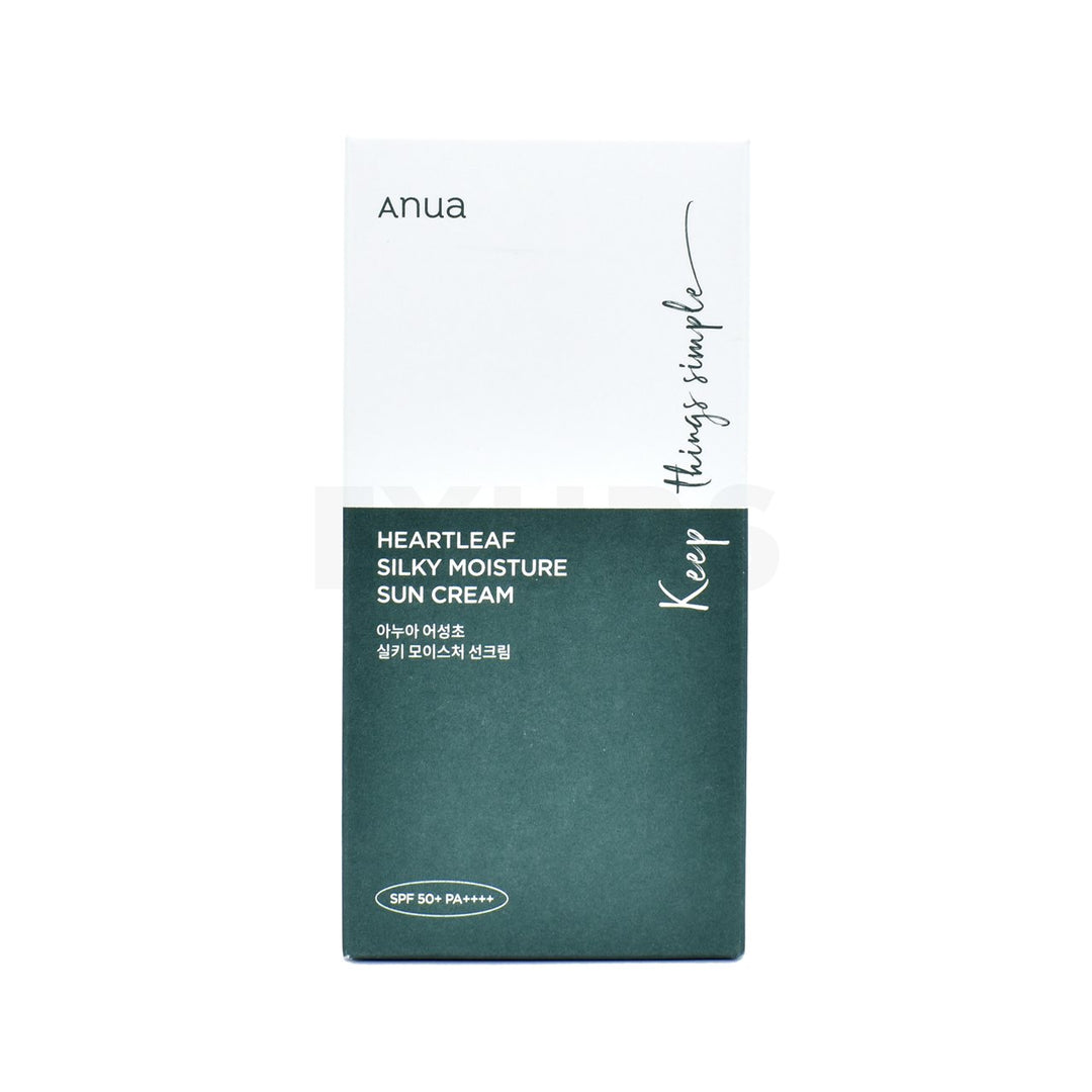 anua heartleaf silky moisture sun cream front side packaging box