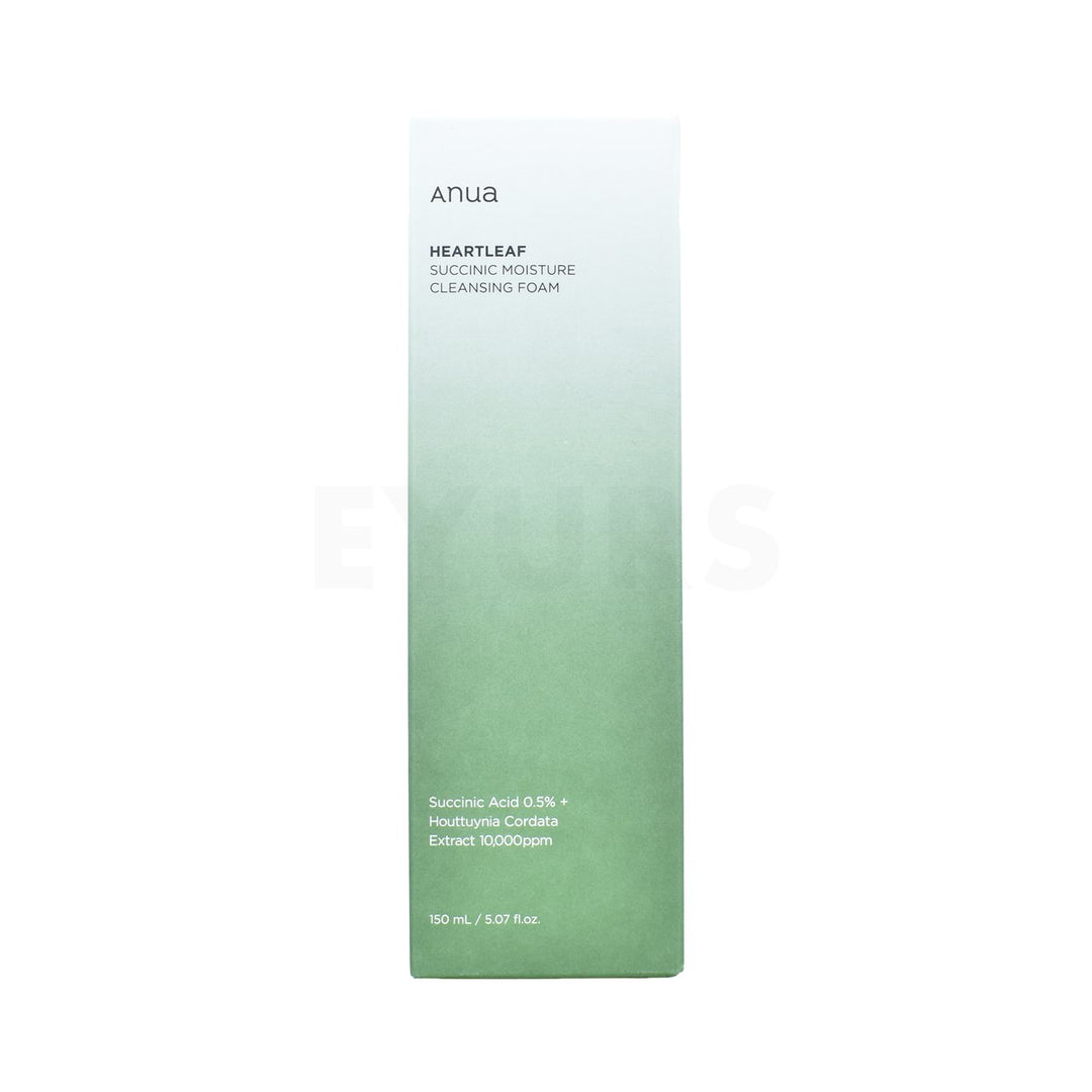 anua heartleaf succinic moisture cleansing foam 150ml front side packaging