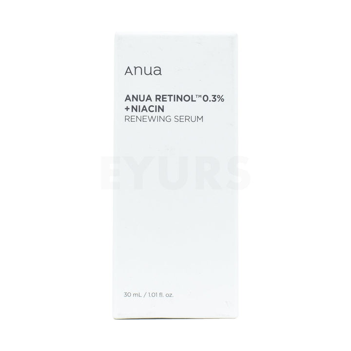 anua retinol 0.3 percent and niacin renewing serum front side packaging box