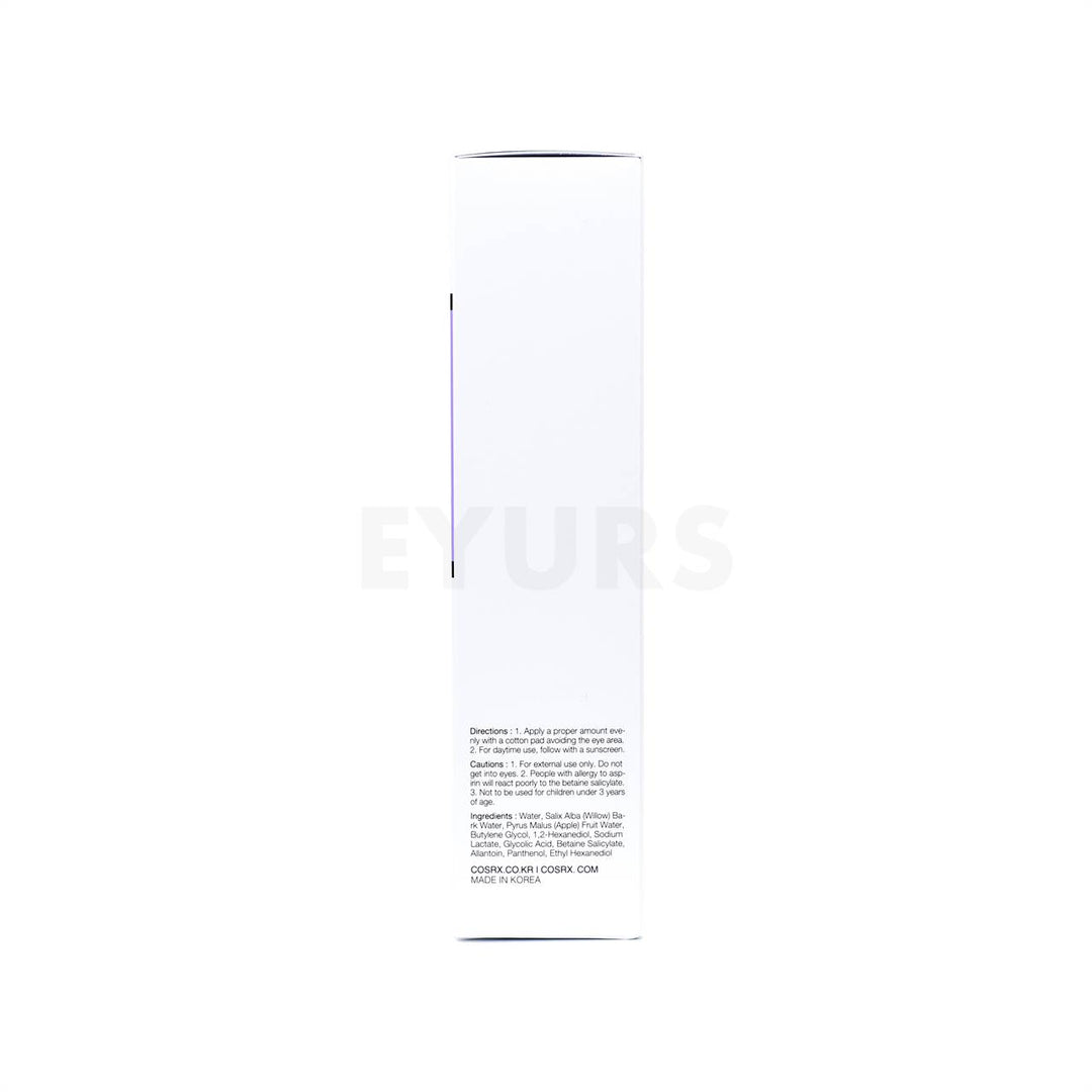 cosrx aha bha clarifying treatment toner right side packaging