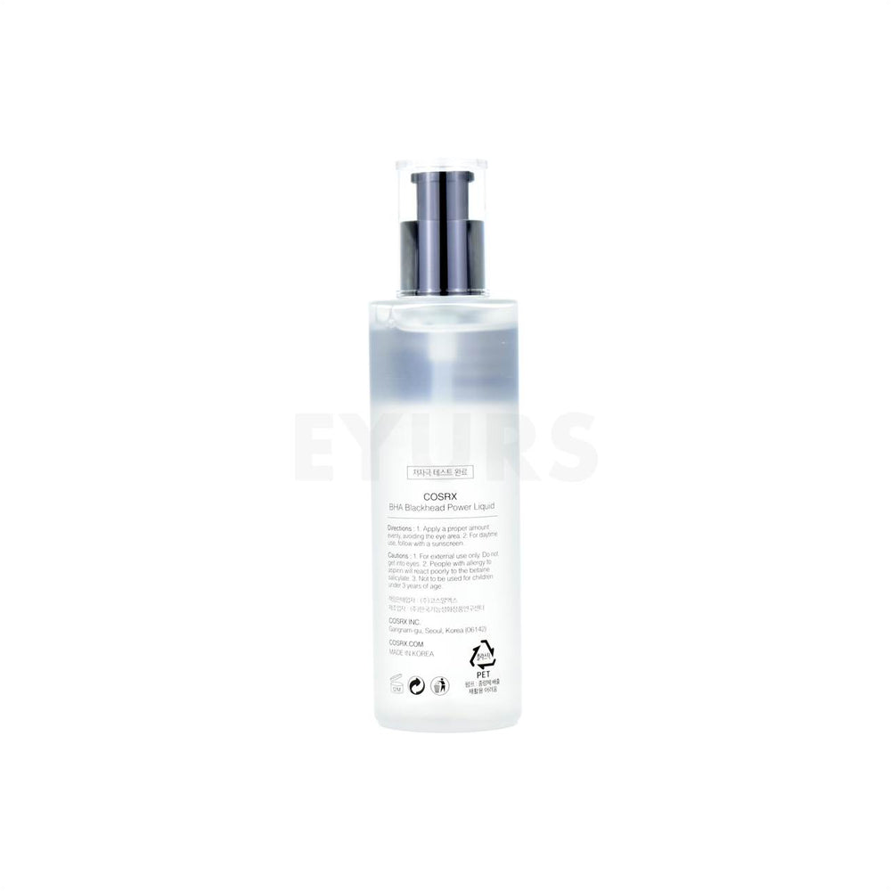 cosrx bha blackhead power liquid back of product