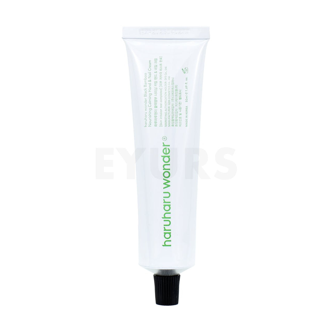 haruharu wonder black bamboo nourishing calming hand and nail cream front side of product