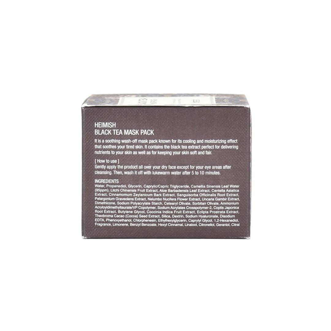 heimish black tea mask pack side packaging