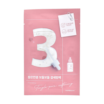 numbuzin no.3 tingle pore softening sheet mask front side of product