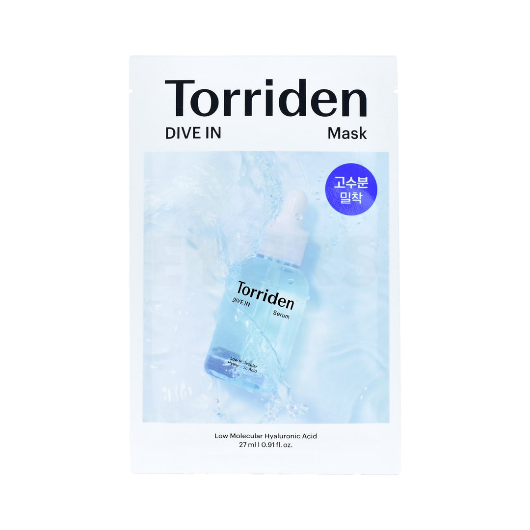 torriden dive in low molecular hyaluronic acid mask sheet front side sheet mask