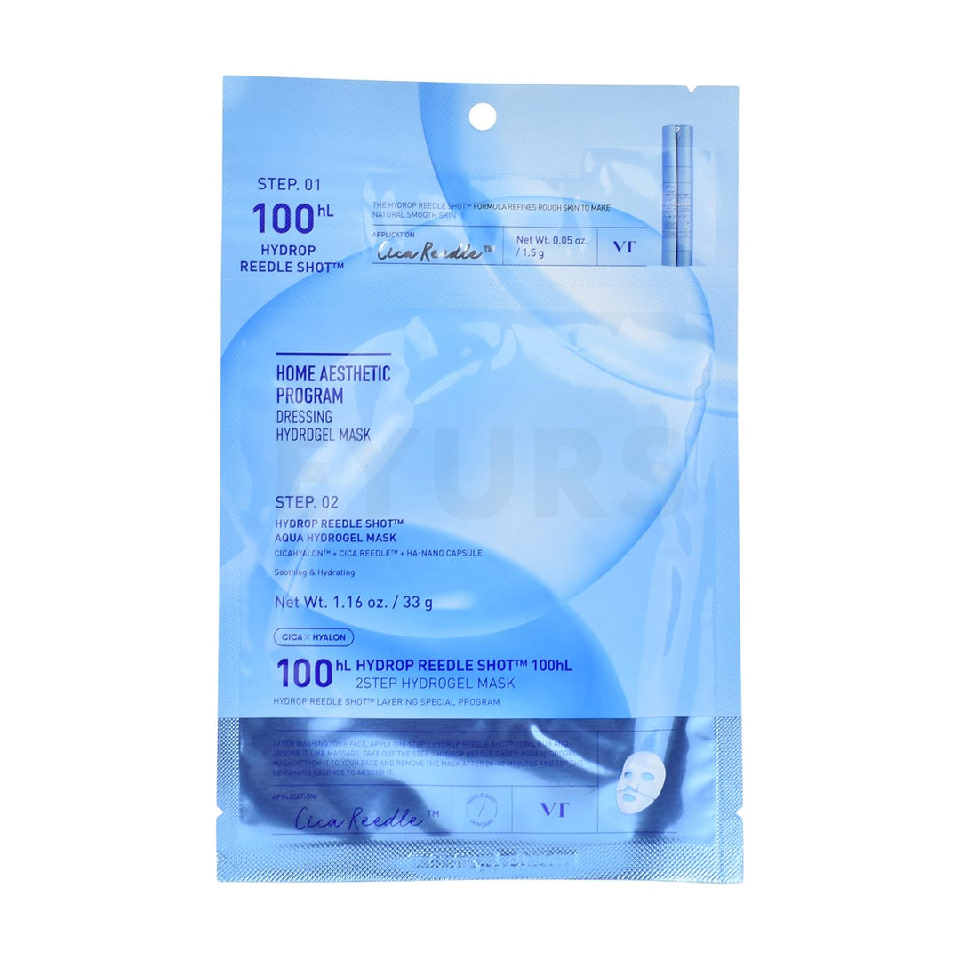 vt hydrop reedle shot 100 2step hydrogel mask front side of sheet mask