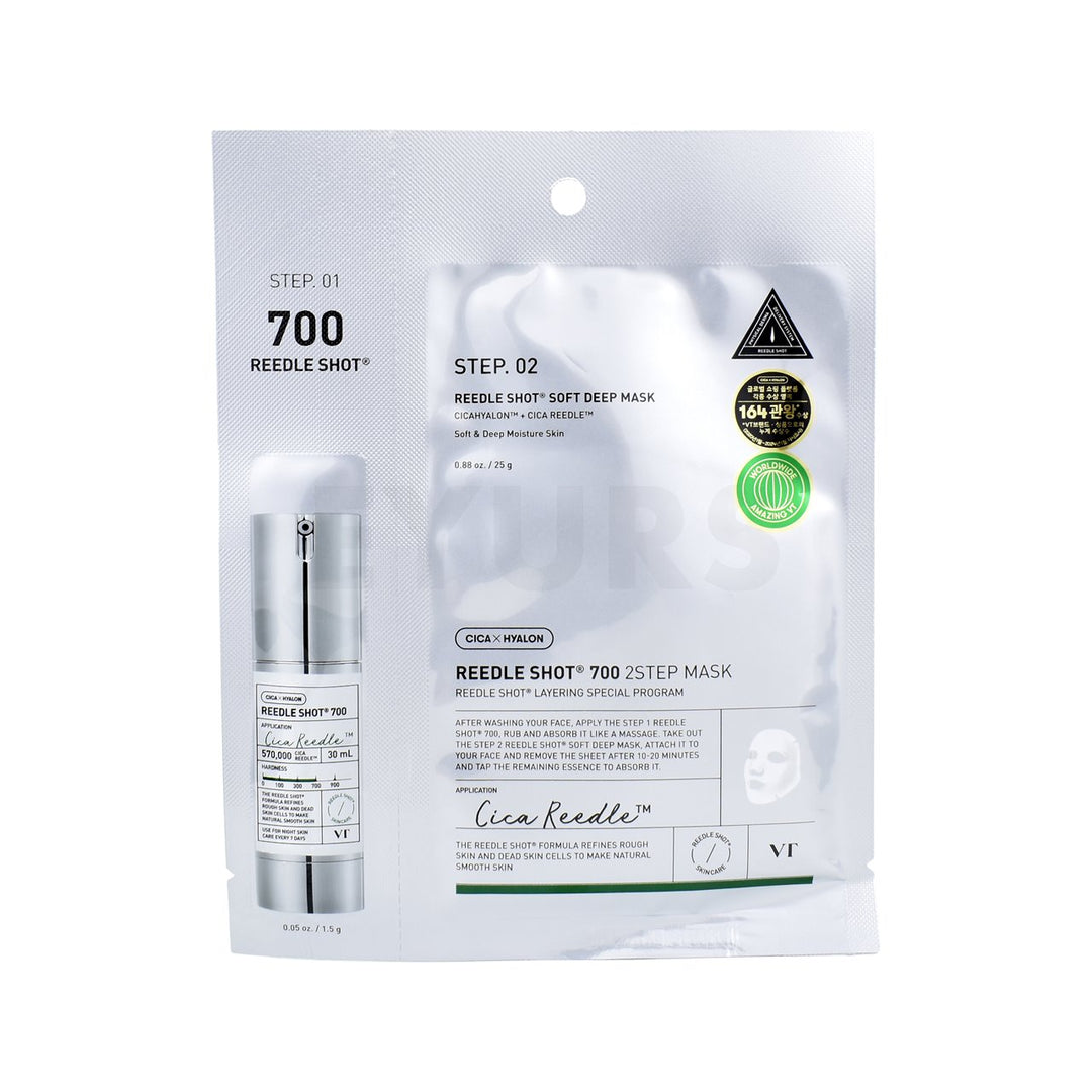 vt reedle shot 700 2 step mask front of sheet mask