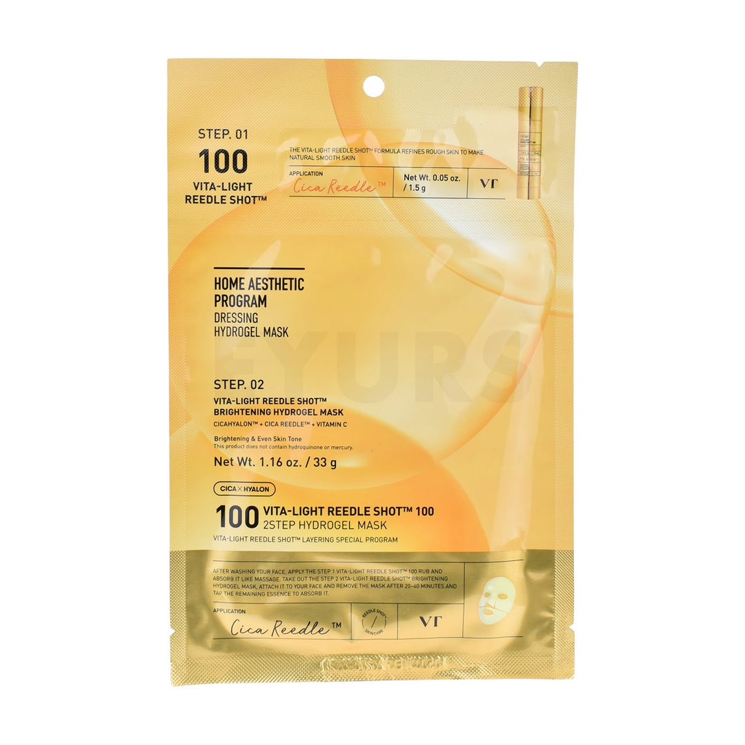 vt vita light reedle shot 100 2step hydrogel mask front side of sheet mask